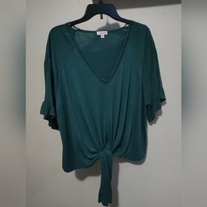 Eyeshadow V-Neck Tie Front Top XXL